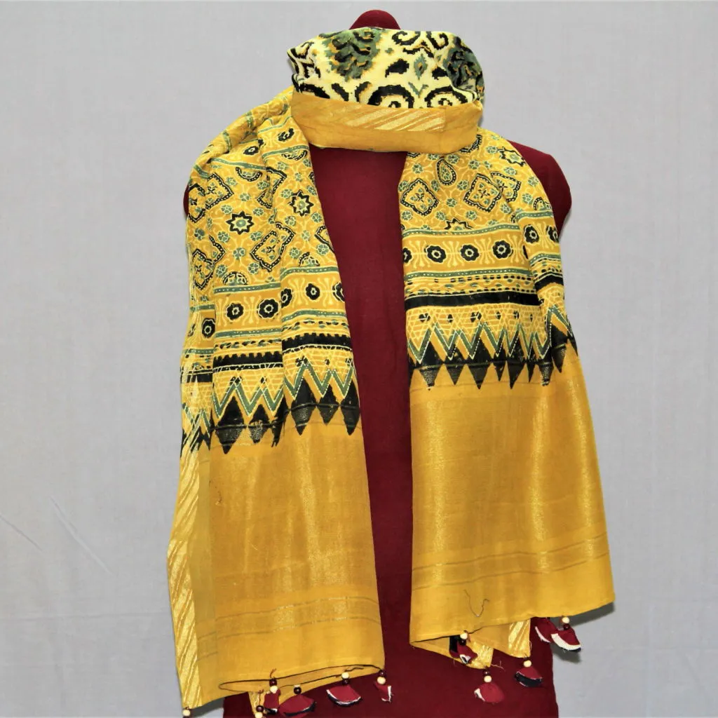 Dupatta Munga Silk Ajrakh Archives - BellButa